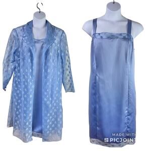 Vintage 80's Onyx Nite Nightgown Robe Set Periwinkle Sz 22W New Old Stock